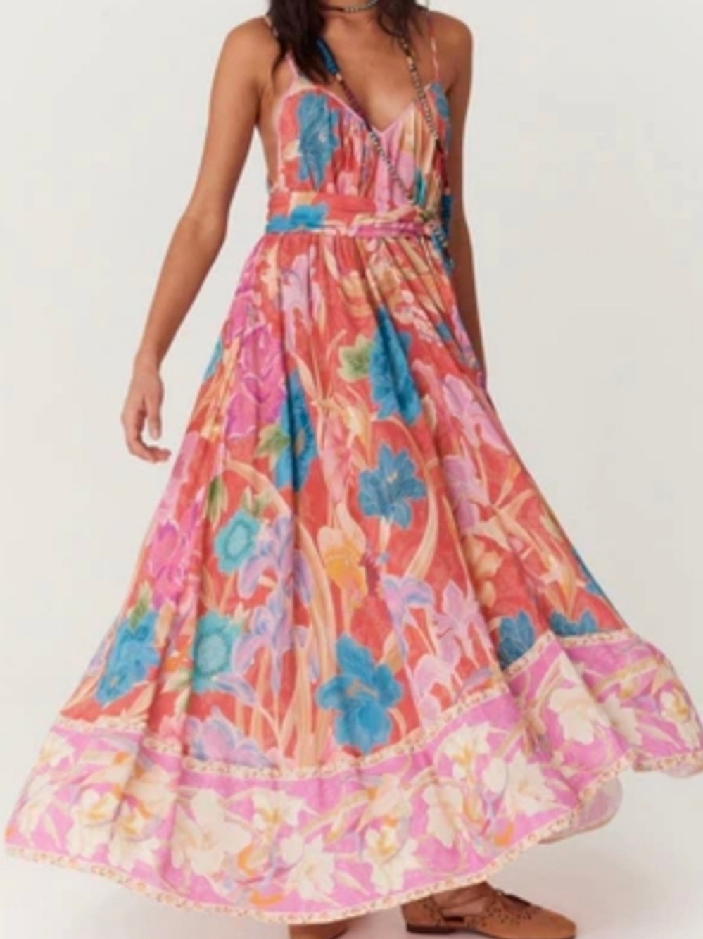 NWT Spell Painters Garden Strappy Maxi Dress in Crimson size Large - Picture 4 of 16